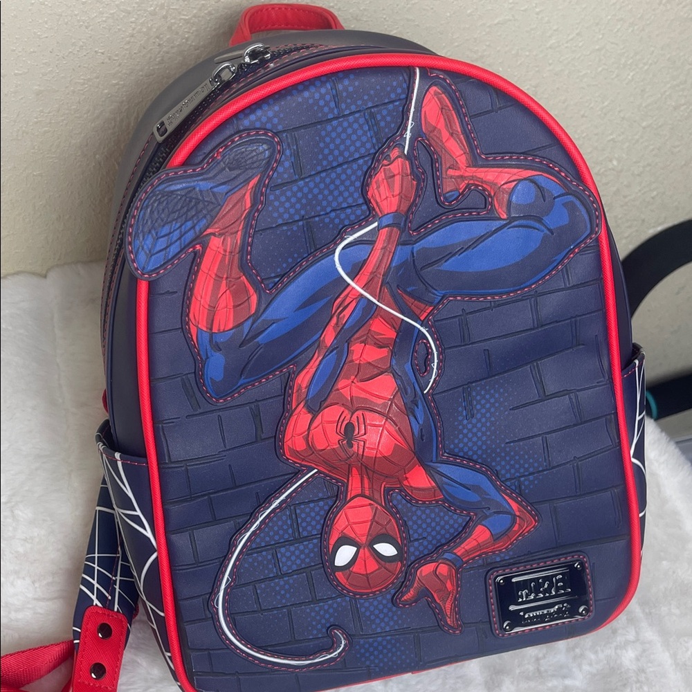 Marvel Spider-Man Loungefly Backpack with Red and Blue Design - Picture 10 of 11